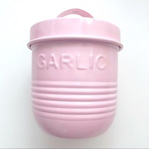 Enamel Pink Kitchen Garlic Keeper Canister